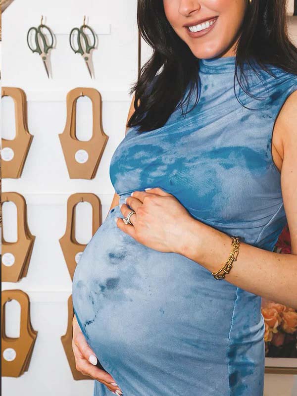 Blue Ruffle Grenadine Flowers Bodycon Elegant Maternity Photoshoot Baby Shower Maxi Dress for Maternity