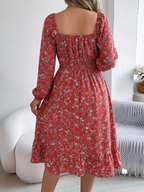 Floral Square Neck Maternity Midi Dress - Momymoments
