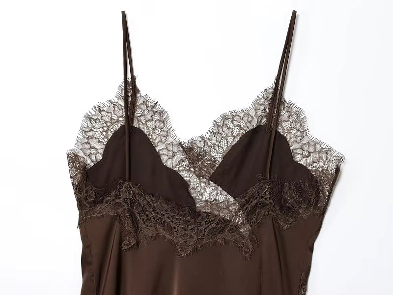 Lace Trim Maternity Babydoll Nightdress with Side Slit - Momymoments