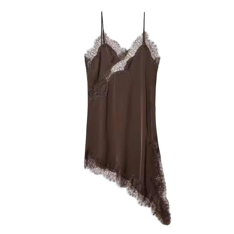 Lace Trim Maternity Babydoll Nightdress with Side Slit - Momymoments