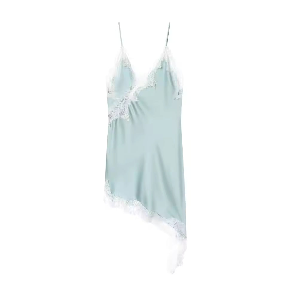 Lace Trim Maternity Babydoll Nightdress with Side Slit - Momymoments