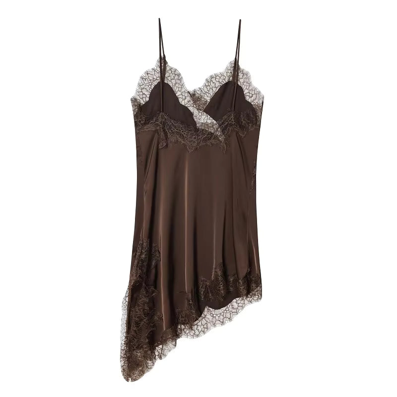 Lace Trim Maternity Babydoll Nightdress with Side Slit - Momymoments