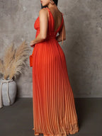 Belly Friendly Spaghetti Strap Pleated Gradient Color Gender Reveal Maternity Maxi Dress for Maternity
