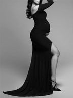 Side Split Mermaid Off Shoulder Bodycon Photoshoot Maternity Maxi Dress for Maternity