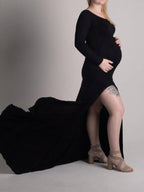 Side Split Mermaid Off Shoulder Bodycon Photoshoot Maternity Maxi Dress for Maternity