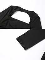 Black Cut Out Mermaid Crop Long Sleeve Backless Bodycon Cocktail Club Party Photoshoot Maternity Maxi Dress for Maternity