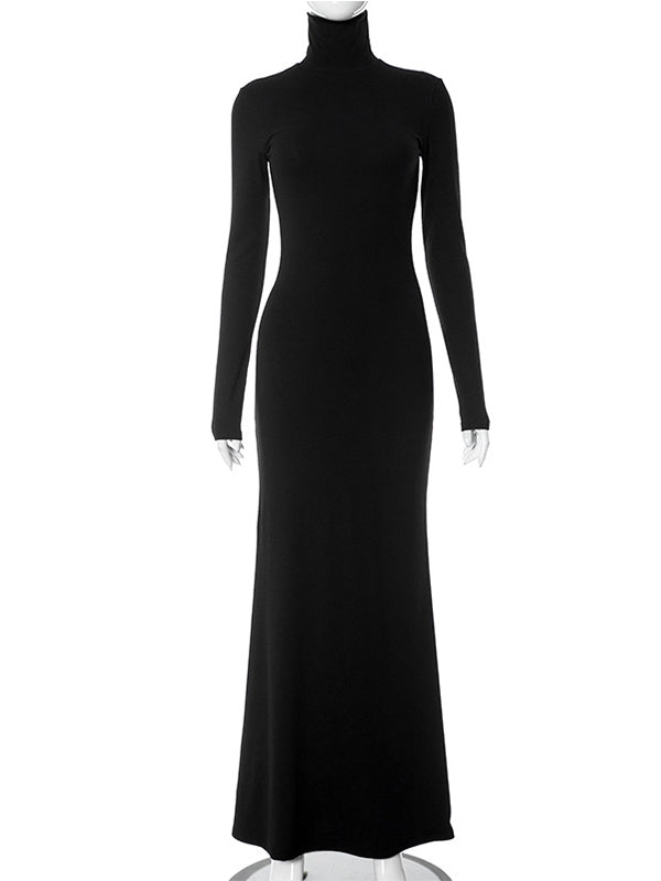 Solid Color High Neck Bodycon Mermaid Photoshoot Maternity Maxi Dress for Maternity