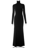 Solid Color High Neck Bodycon Mermaid Photoshoot Maternity Maxi Dress for Maternity