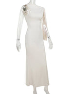 Strap Ties One Shoulder Mermaid Bodycon Elegant Photoshoot Baby Shower Maternity Maxi Dress for Maternity