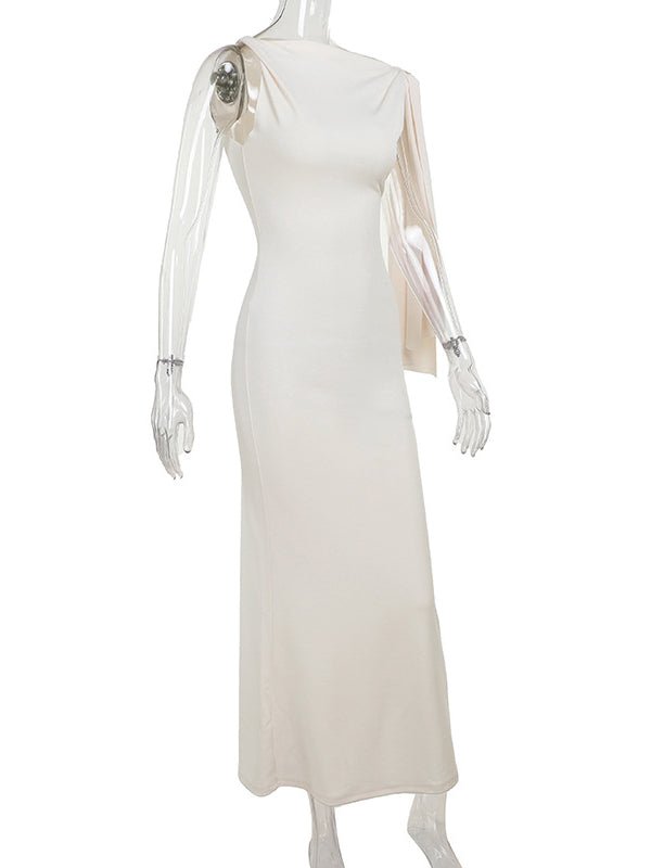 Strap Ties One Shoulder Mermaid Bodycon Elegant Photoshoot Baby Shower Maternity Maxi Dress for Maternity