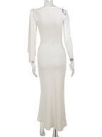 Strap Ties One Shoulder Mermaid Bodycon Elegant Photoshoot Baby Shower Maternity Maxi Dress for Maternity