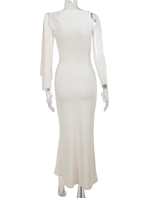 Strap Ties One Shoulder Mermaid Bodycon Elegant Photoshoot Baby Shower Maternity Maxi Dress for Maternity