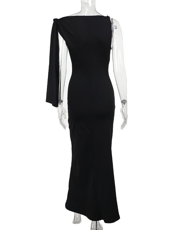 Strap Ties One Shoulder Mermaid Bodycon Elegant Photoshoot Baby Shower Maternity Maxi Dress for Maternity