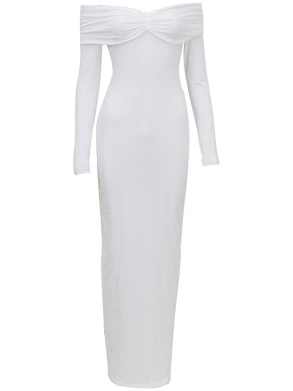 White Ruched Off Shoulder Backless Bowknot Bandeau Bodycon Mermaid Cocktail Party Bandage Babyshower Gowns Photoshoot Maternity Maxi Dress for Maternity