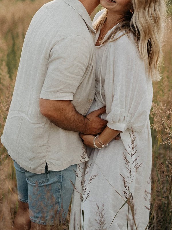 White Front Tie Up Deep V-neck Lantern Sleeve Loose Sundress Elegant Vacation Baby Moon Flowy Boho Maternity Photoshoot Baby Shower Maxi Dress for Maternity