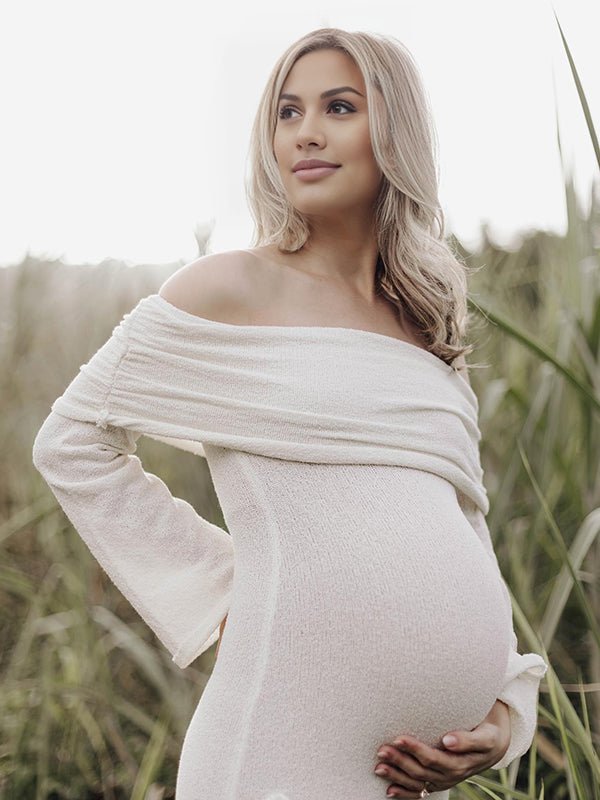 White Off Shoulder 3d Flowers Backless Bodycon Mermaid Cocktail Party Gowns Bandage Photoshoot Maternity Maxi Dress for Maternity