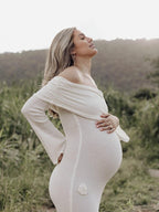 White Off Shoulder 3d Flowers Backless Bodycon Mermaid Cocktail Party Gowns Bandage Photoshoot Maternity Maxi Dress for Maternity