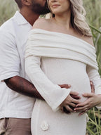 White Off Shoulder 3d Flowers Backless Bodycon Mermaid Cocktail Party Gowns Bandage Photoshoot Maternity Maxi Dress for Maternity
