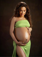 One Shoulder Cut Out Side Slit Draped Ruched Bodycon Fashion Vacation Photoshoot Maternity Maxi Dress for Maternity