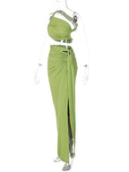 One Shoulder Cut Out Side Slit Draped Ruched Bodycon Fashion Vacation Photoshoot Maternity Maxi Dress for Maternity
