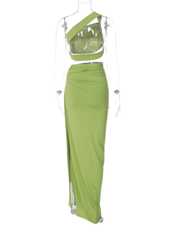 One Shoulder Cut Out Side Slit Draped Ruched Bodycon Fashion Vacation Photoshoot Maternity Maxi Dress for Maternity