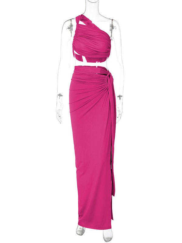One Shoulder Cut Out Side Slit Draped Ruched Bodycon Fashion Vacation Photoshoot Maternity Maxi Dress for Maternity