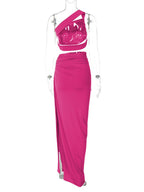 One Shoulder Cut Out Side Slit Draped Ruched Bodycon Fashion Vacation Photoshoot Maternity Maxi Dress for Maternity