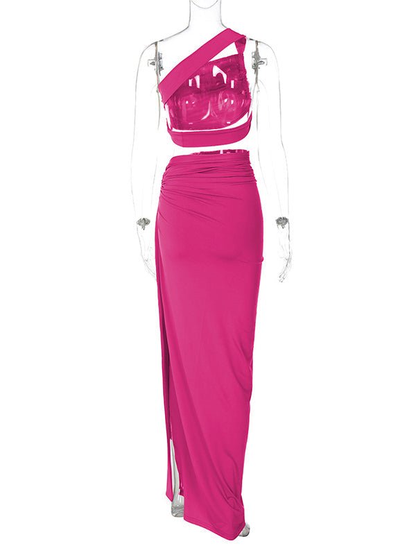 One Shoulder Cut Out Side Slit Draped Ruched Bodycon Fashion Vacation Photoshoot Maternity Maxi Dress for Maternity