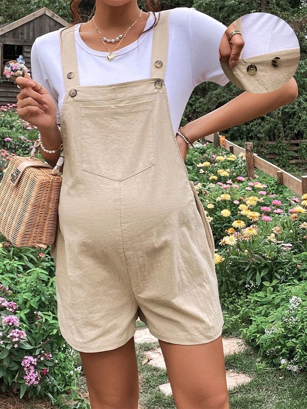 Pockets Buttons Adjusted Daily Casual Fashion Waist Overall Pants Maternity Jumpsuit for Maternity