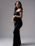 One Shoulder Mermaid Elegant Maternity Photoshoot Maxi Dress for Maternity
