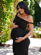 One Shoulder Mermaid Elegant Maternity Photoshoot Maxi Dress for Maternity
