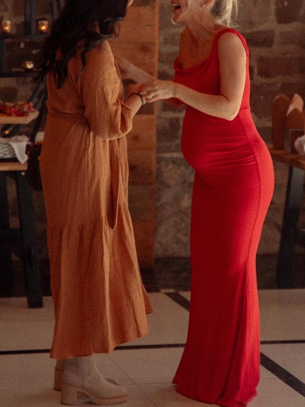 One Shoulder Mermaid Elegant Maternity Photoshoot Maxi Dress for Maternity