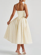 Plaid Tank A-line Elegant Maternity Baby Shower Maxi Dress for Maternity