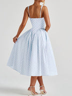 Plaid Tank A-line Elegant Maternity Baby Shower Maxi Dress for Maternity