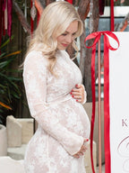 White Lace Ruffle Mermaid Elegant Maternity Maxi Dress for Maternity