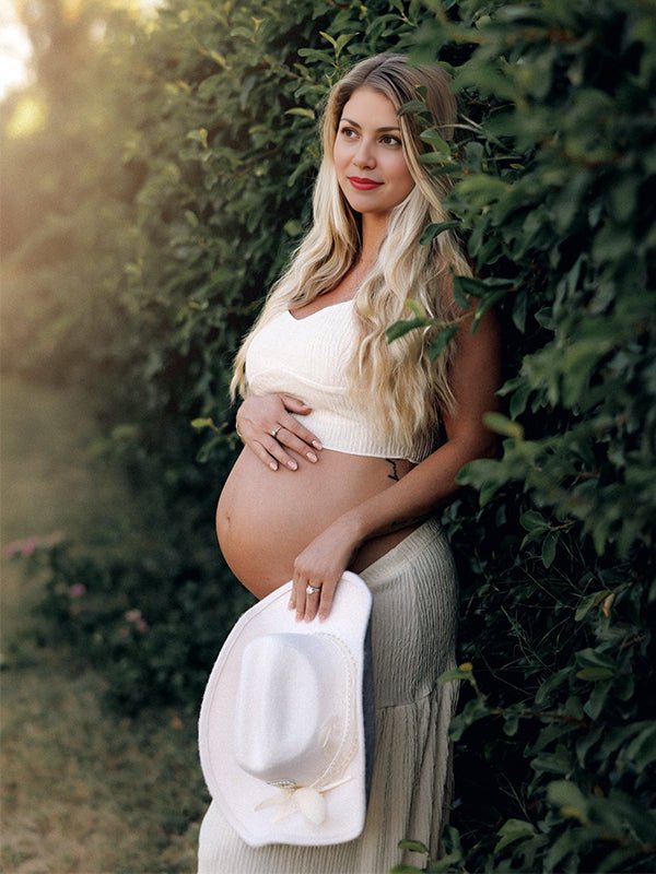 Lvory 2 Pieces Smocked Flowy Photoshoot Western Maternity Maxi Dress for Maternity