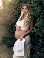 Lvory 2 Pieces Smocked Flowy Photoshoot Western Maternity Maxi Dress for Maternity