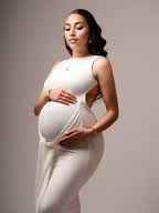 Ruched Wrap Knot Backless Maternity Maxi Dress for Maternity