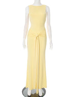 Ruched Wrap Knot Backless Maternity Maxi Dress for Maternity