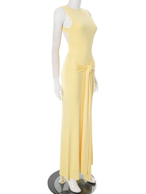 Ruched Wrap Knot Backless Maternity Maxi Dress for Maternity