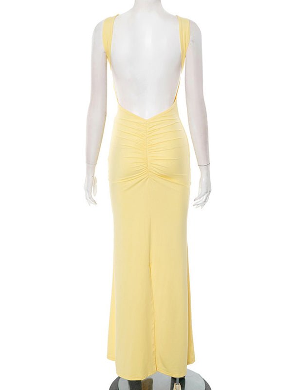 Ruched Wrap Knot Backless Maternity Maxi Dress for Maternity