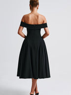 Off Shoulder Dropped Waist Voluminous Panels A-line Maternity Maxi Dress for Maternity