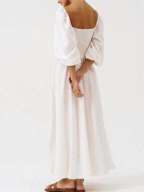 Floral Smocked Lace-up Off Shoulder A-line Maternity Maxi Dress for Maternity