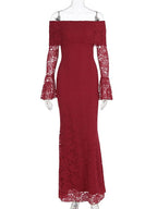Lace Off Shoulder Flare Sleeve Bodycon Maternity Maxi Dress for Maternity