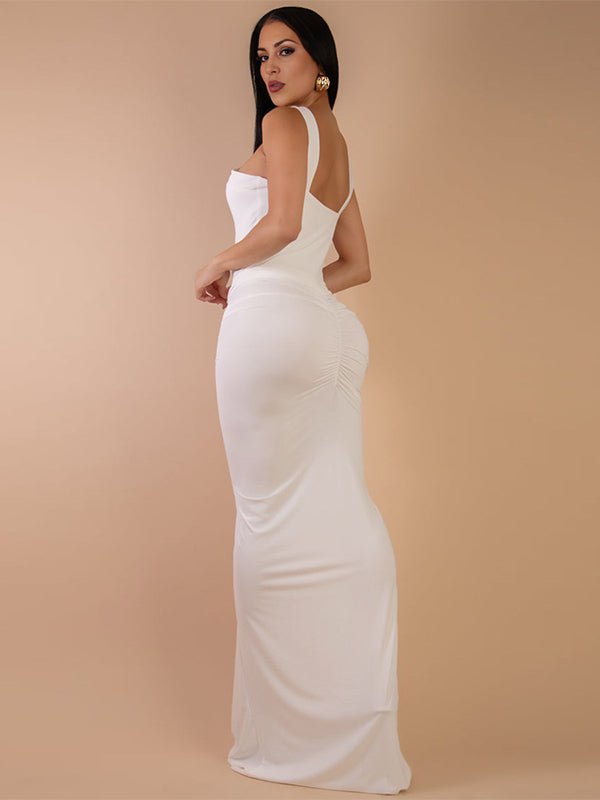 Ruched Buckle Baby Shower Maternity Maxi Dress for Maternity