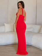 Ruched Buckle Baby Shower Maternity Maxi Dress for Maternity