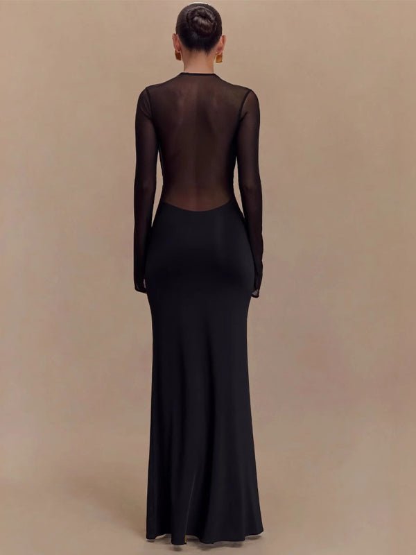Black Grenadine Sheer Ruched Photoshoot Maternity Maxi Dress for Maternity