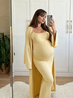 Knit Tank Long Cardigan Two Piece Maternity Photoshoot Maxi Dress for Maternity