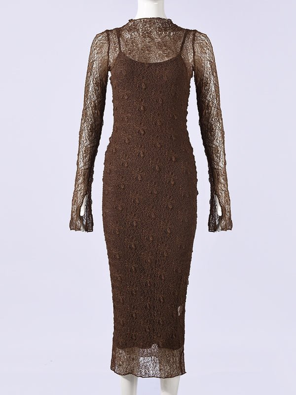Lace Textured Bodycon Two Piece Set Sheer Maternity Maxi Dress for Maternity