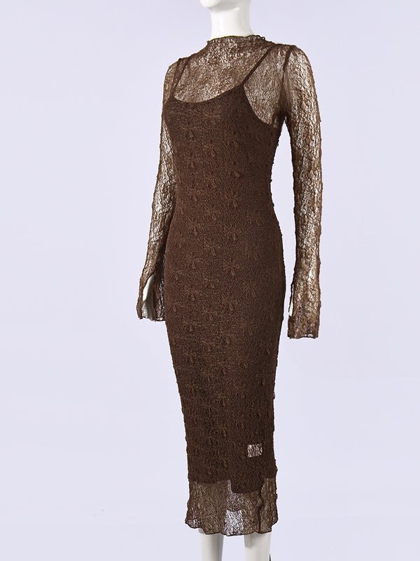 Lace Textured Bodycon Two Piece Set Sheer Maternity Maxi Dress for Maternity